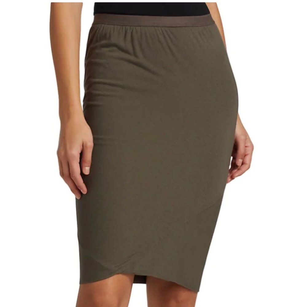 Rick Owens Wolfy Seamed Stretch Skirt 42Italy(6US) Olive
